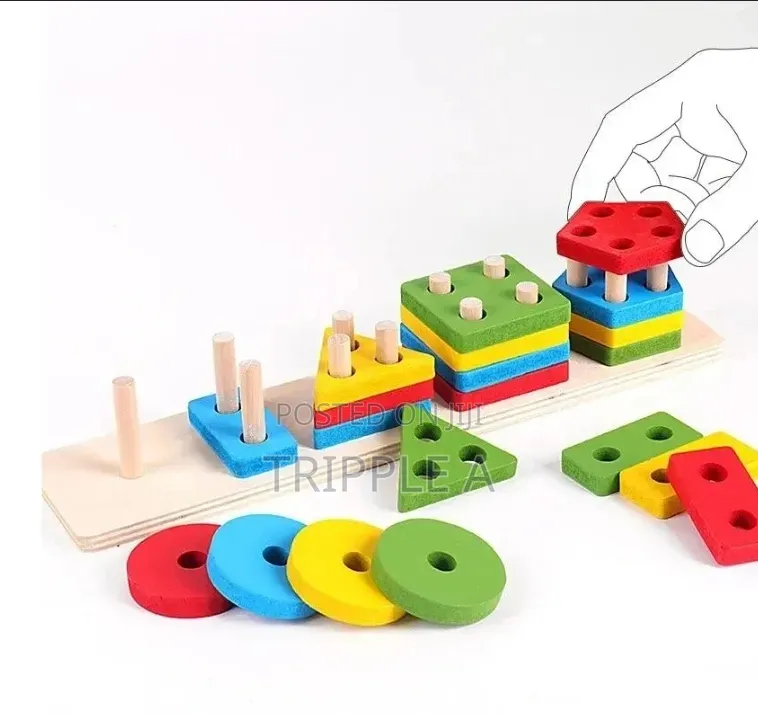 Kids Wooden Shape Sorter and Stacking Toy