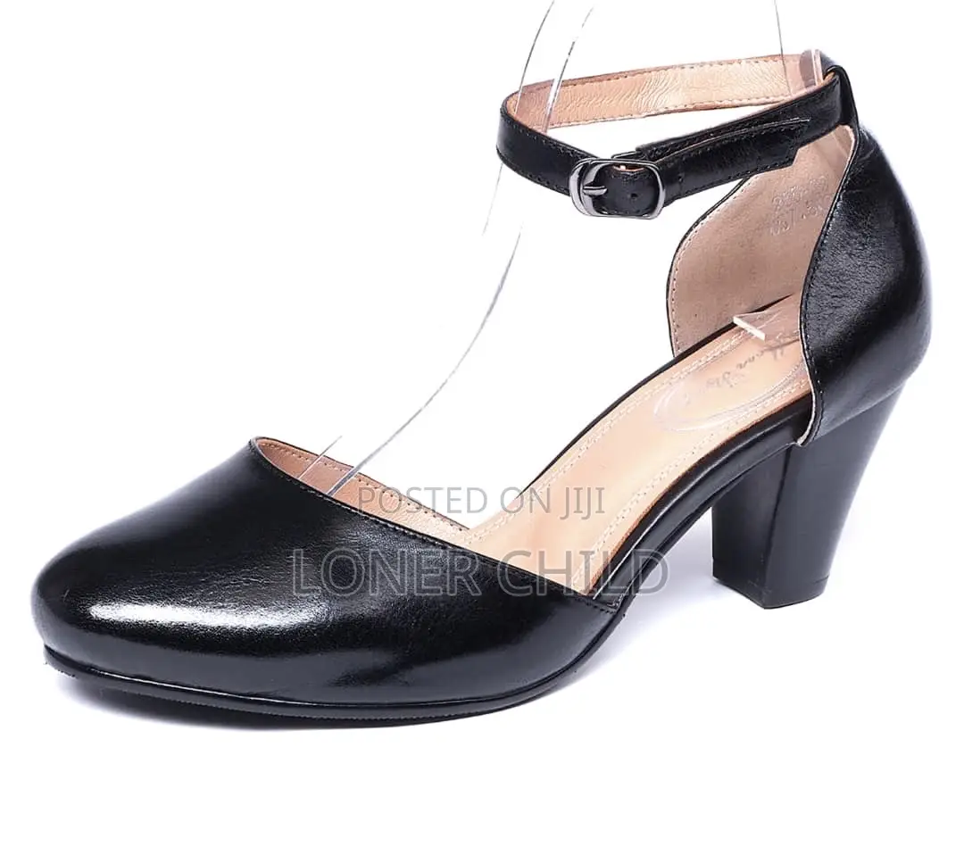 Women's Leather d'Orsay Block Heel Ankle Strap Pumps