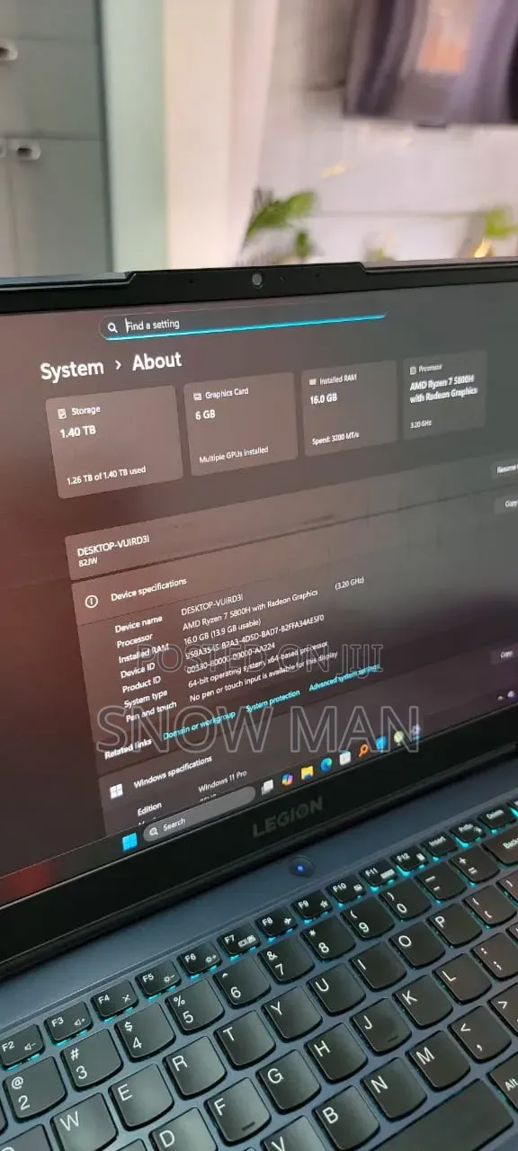 Laptop Lenovo Legion 5 16GB AMD Ryzen 7 HDD+SSD 512GB
