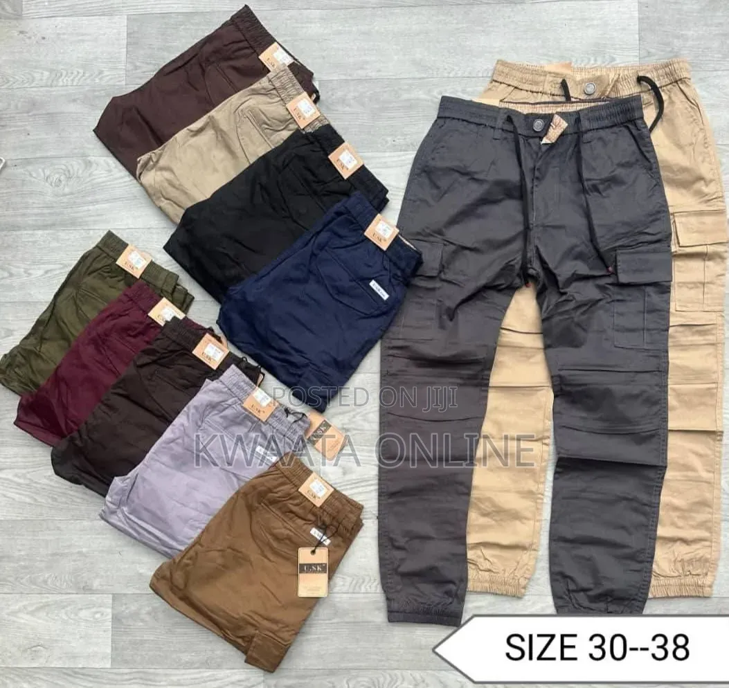 Men’S Premium Tapered Cargo Pants Stretch Cotton | Multi Pocket