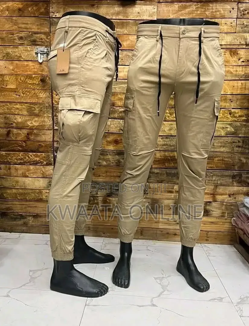 Men’S Premium Tapered Cargo Pants Stretch Cotton | Multi Pocket