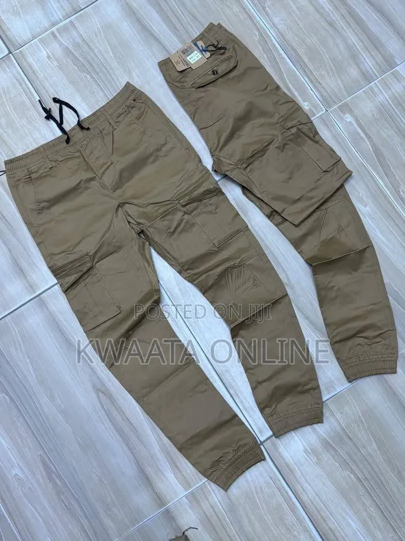 Men’S Premium Tapered Cargo Pants Stretch Cotton | Multi Pocket