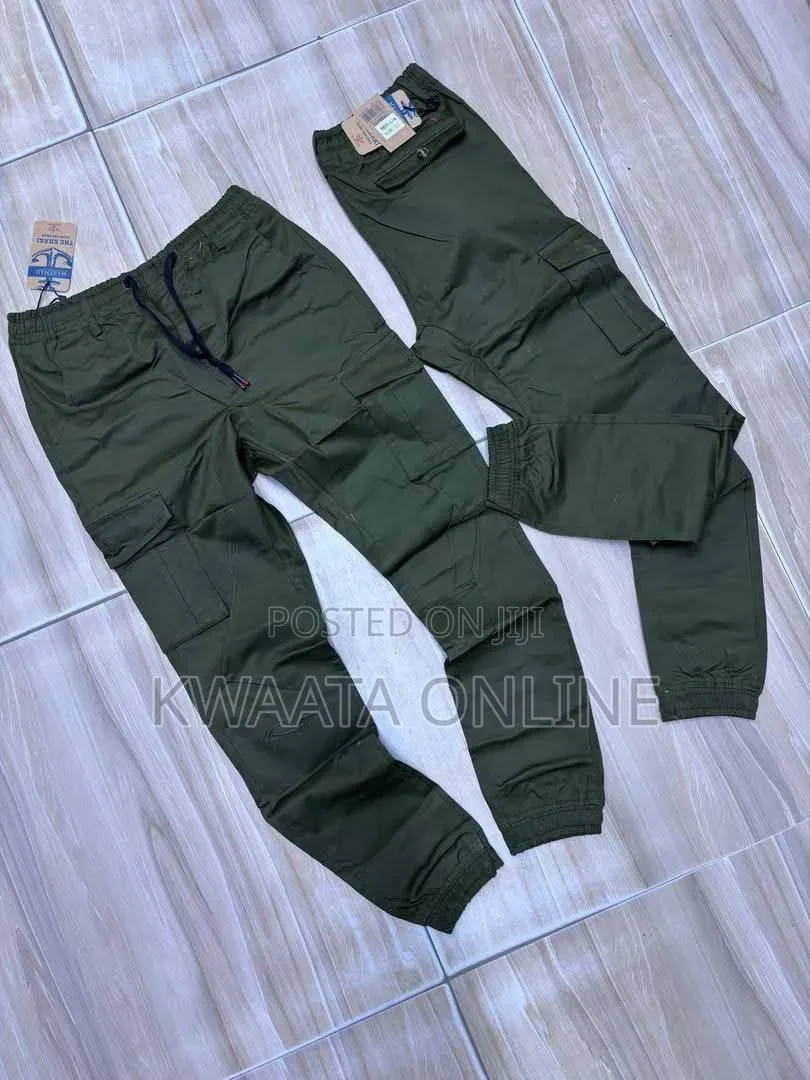 Men’S Premium Tapered Cargo Pants Stretch Cotton | Multi Pocket
