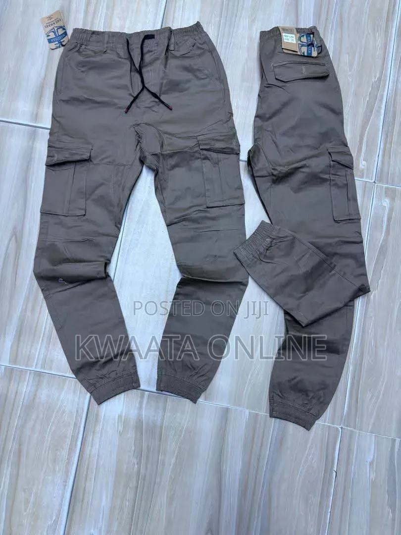 Men’S Premium Tapered Cargo Pants Stretch Cotton | Multi Pocket