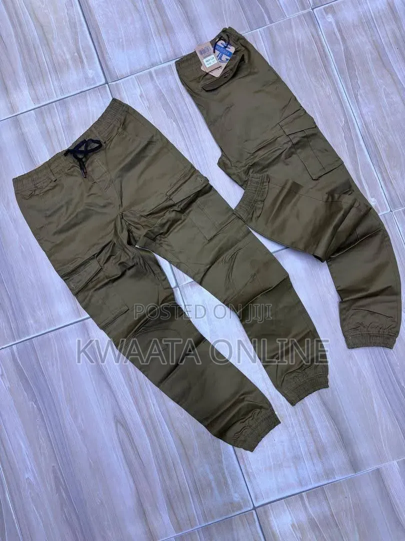 Men’S Premium Tapered Cargo Pants Stretch Cotton | Multi Pocket