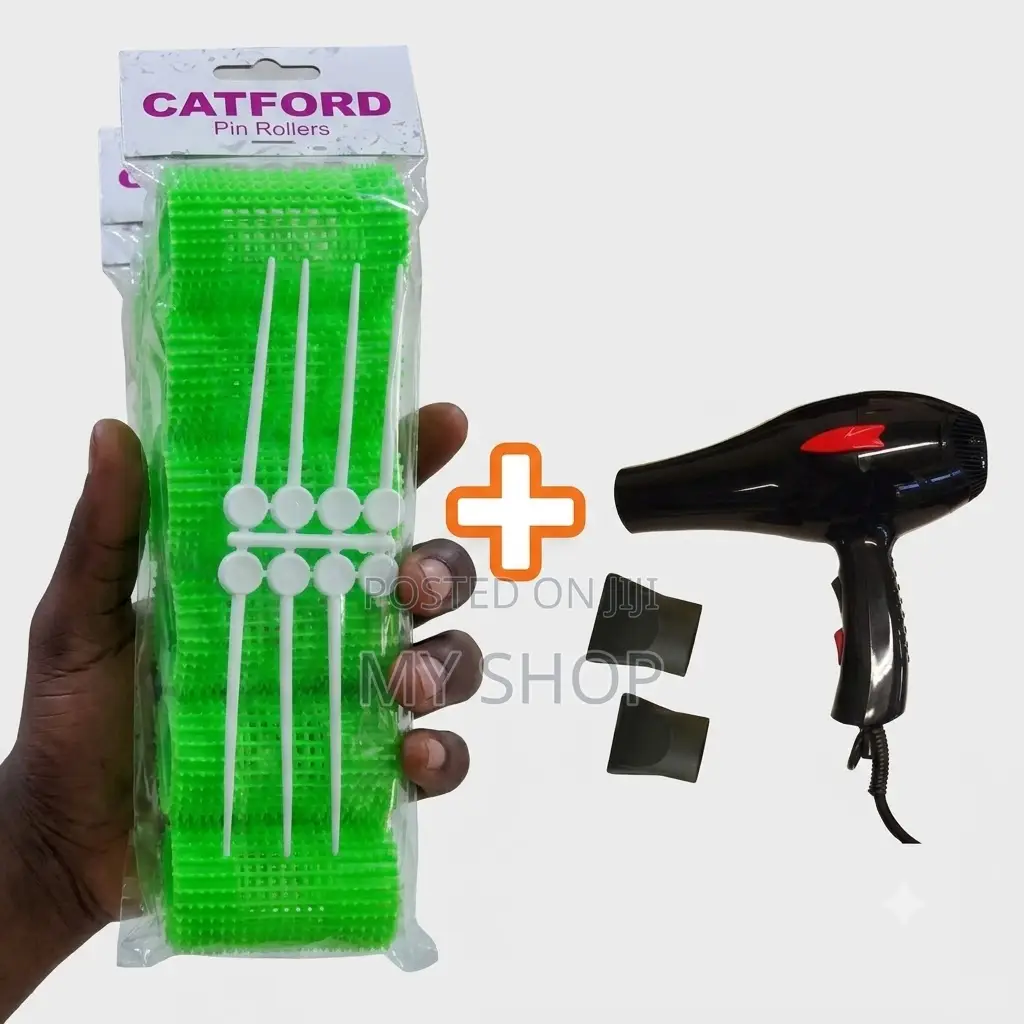 5 Packs of Roller Pins + Hand Hair Dryer - Saloon Combo