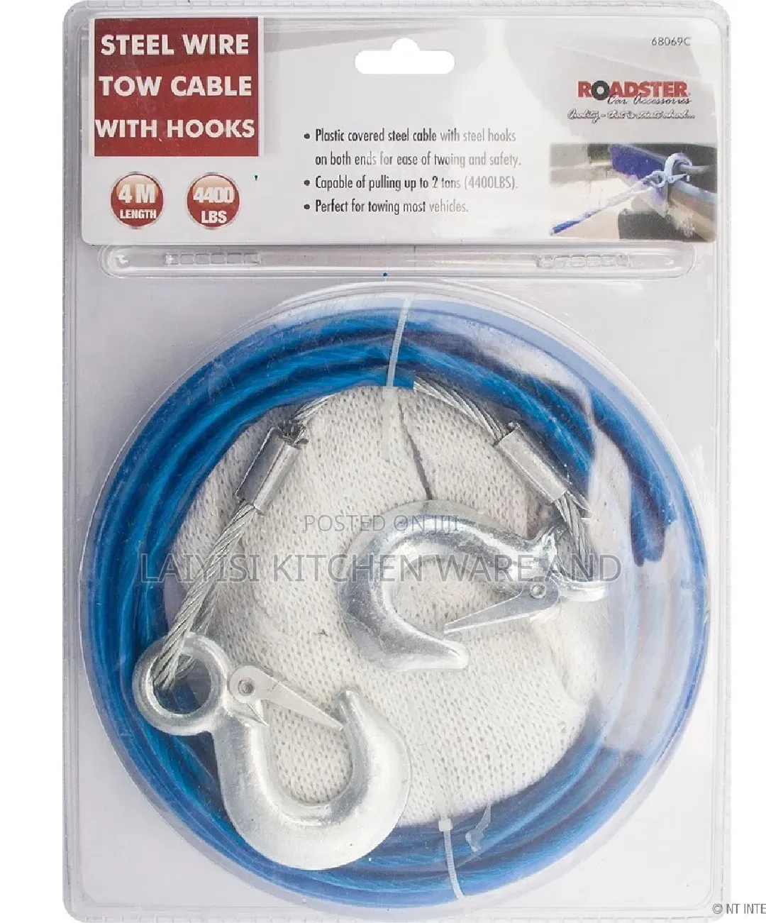 Heavy Duty Car Steel Tow Rope With Hooks 2 Recover Emergency Cable Van