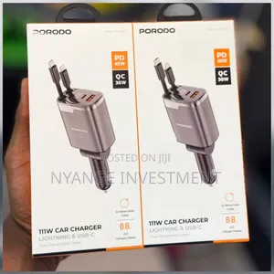 Porodo 111w Car Charger With Retractable Cables. Car Charger