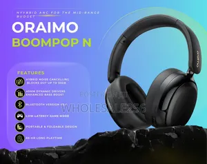 Oraimo Boompop N Anc Wireless Headphones, 65hrs Playtime, Foldable.