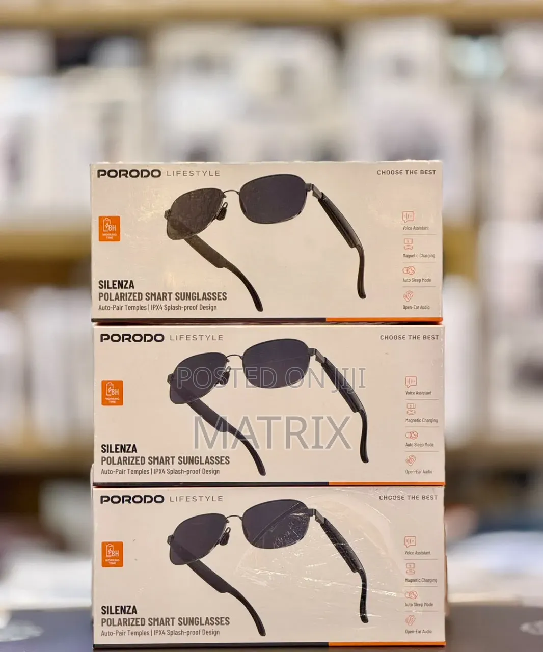 Porodo Smart Sunglasses With Speaker, Bt V5.3, 9m Range, 4h Playtime