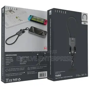 Levelo Tugo Type-C to Type-C 60w 1m 0.3m Braided Lanyard Cable