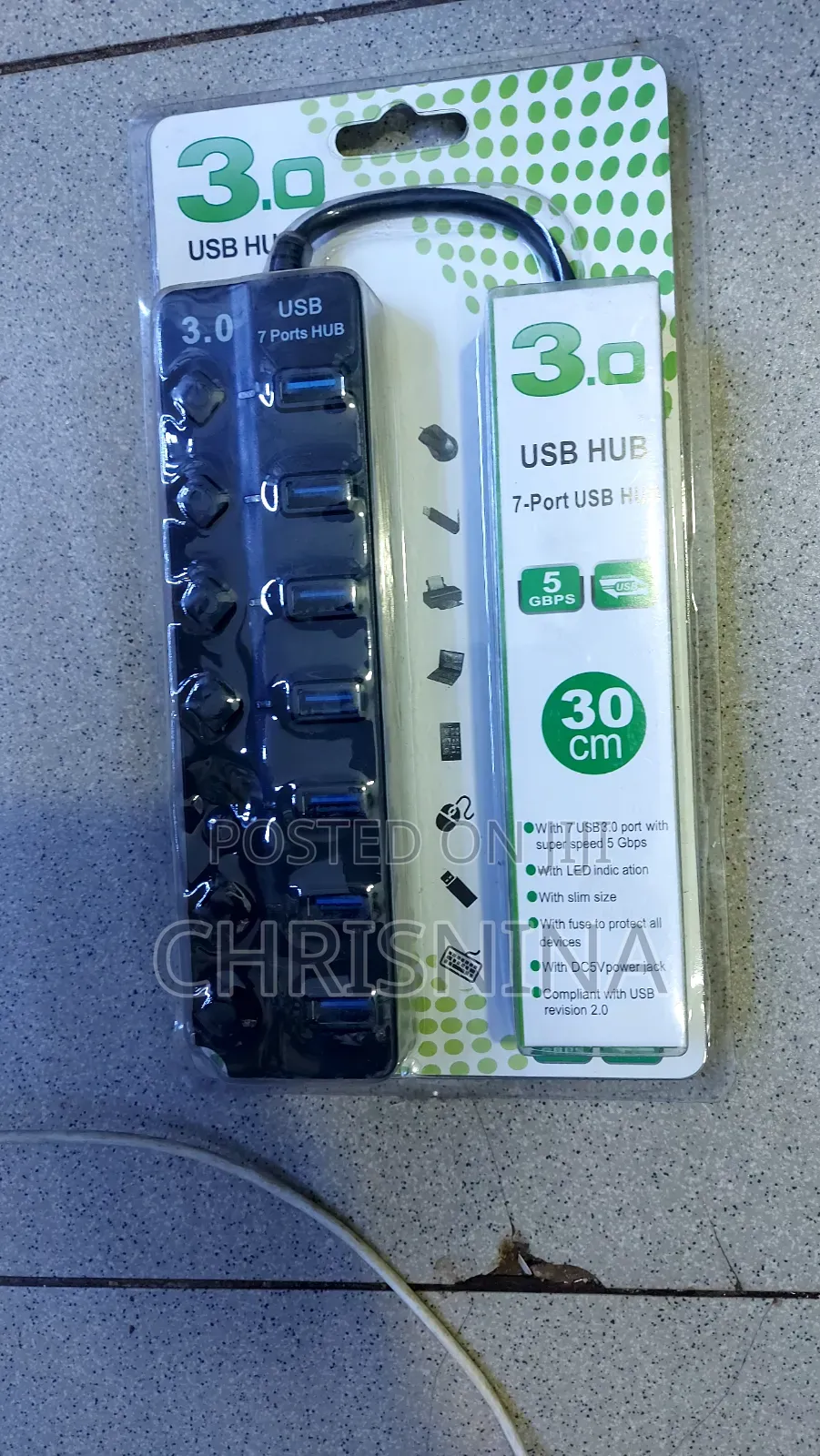 Super Speed 7-Port Usb 3.0 Hub With Individual Switches - 5gbps