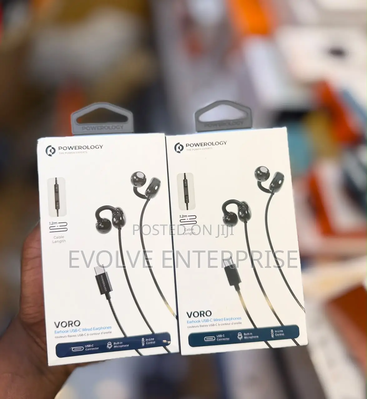 Powerology Voro Earhook Usb C Clip-on Wired Earphones