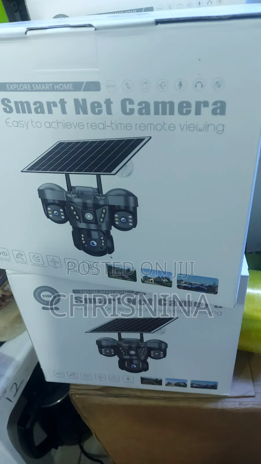 V380 Pro Smart Net Solar CCTV Camera - Triple Lens Outdoor Security