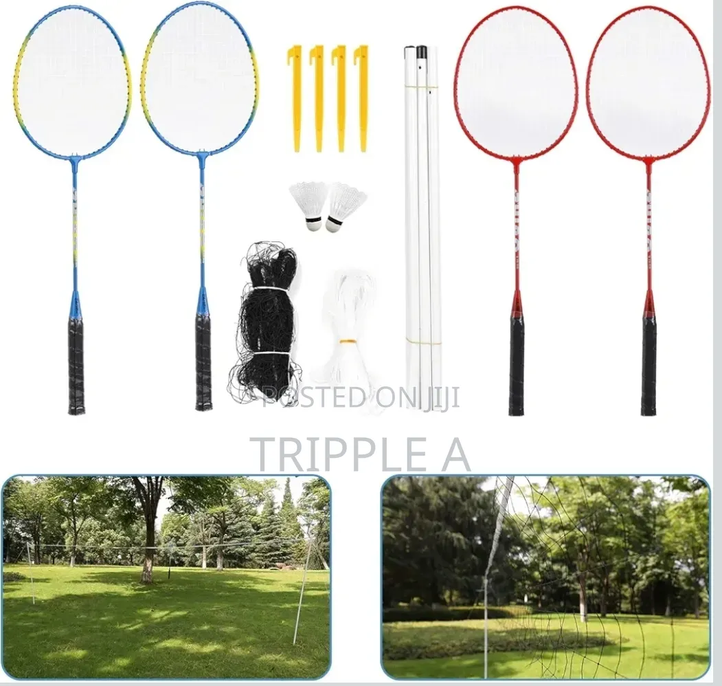 4 Players Badminton Set Shuttles, Poles and Net