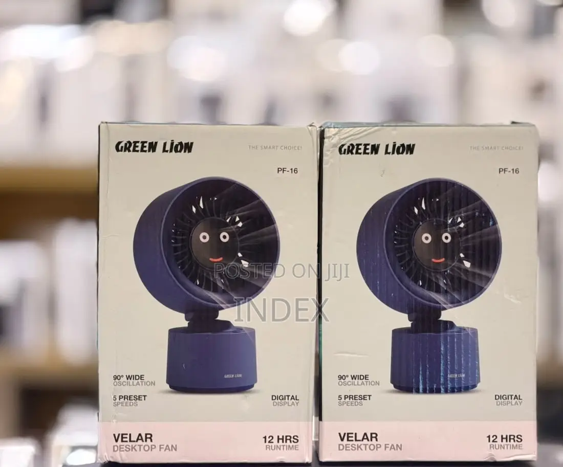 Green Lion Velar Desktop Fan Rechargeable – 5 Speed Levels 12 Hours Ba
