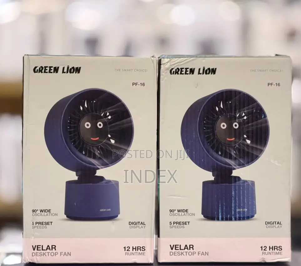 Green Lion Velar Desktop Fan Rechargeable – 5 Speed Levels 12 Hours Ba