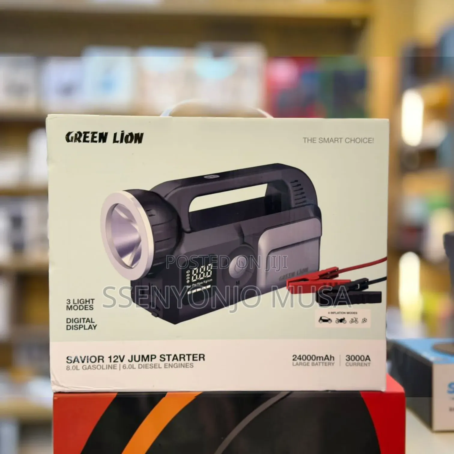 Green Lion Savior 12v Jump Starter 24000mah With Air Compressor - Gray