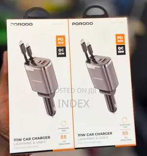 Porodo 111w Car Charger With Lightning Type C