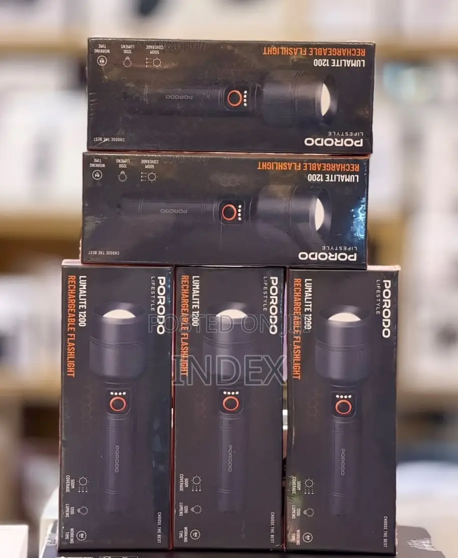 Porodo Lifestyle Lumalite 1200 Rechargeble Flashlight, Ipx5, 500 Metre