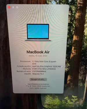 Laptop Apple MacBook Air 2020 16GB Intel Core i5 SSD 512GB