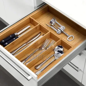 Bamboo Wooden Cutlery Organizer. Drawer Organizer