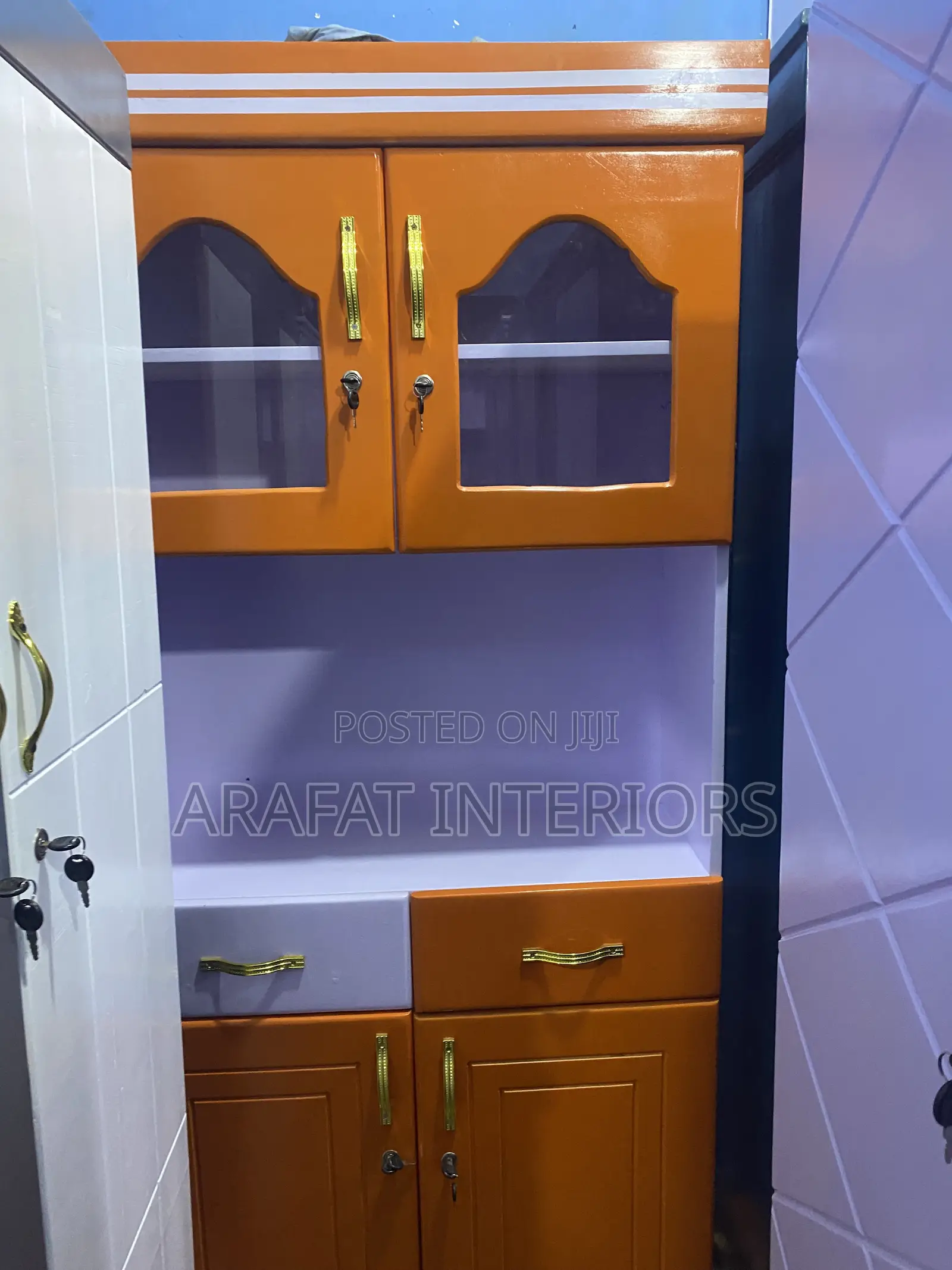 Bright Orange Kitchen/Shop Cabinet! 
