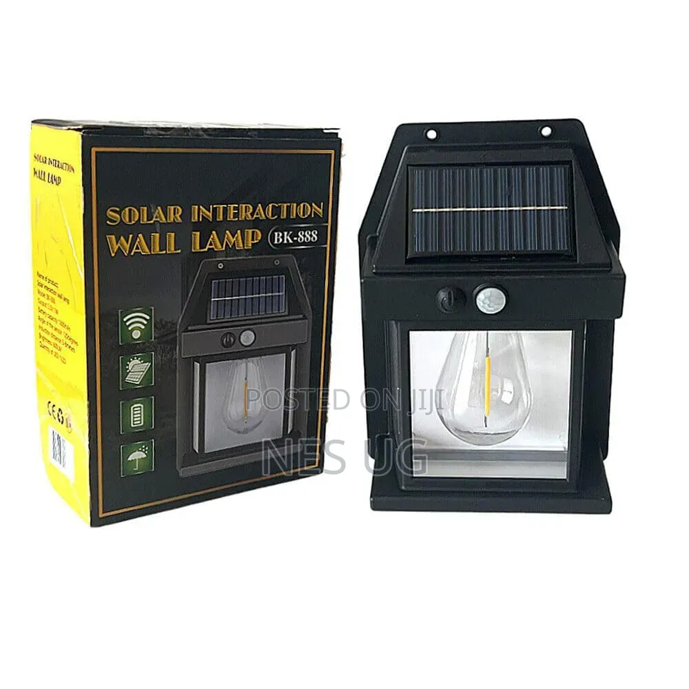 2pcs Bk-888 Solar Interaction Wall Lamp, Motion Sensor, Led Bulb-Black