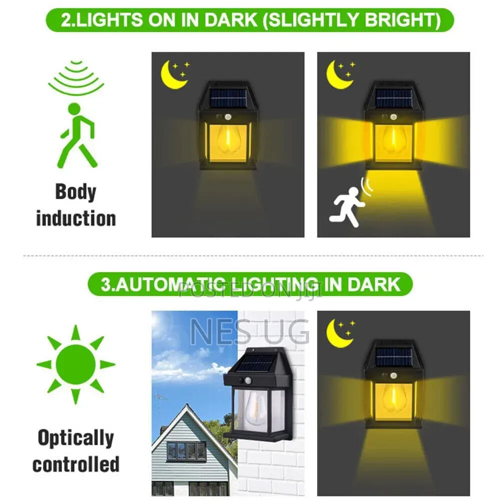 2pcs Bk-888 Solar Interaction Wall Lamp, Motion Sensor, Led Bulb-Black