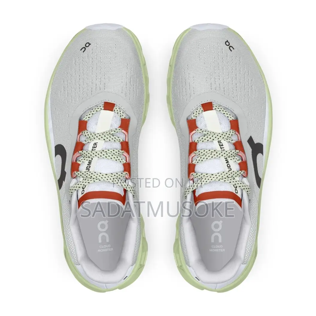 On Running Cloudmonster Glacier Grey Meadow Green Womens