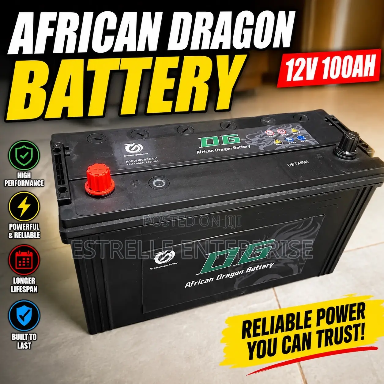 N100 Maintenance Free Car Battery Dg African Dragon