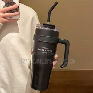 1200ml Stainless Steel Insulated Tumbler With Lid, 2 Straws