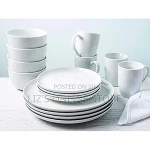 24-Piece Round Ceramic Tableware Dinnerware Set