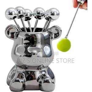 Stainless Steel Dessert Forks With Storage Jar