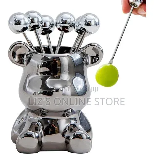 Stainless Steel Dessert Forks With Storage Jar