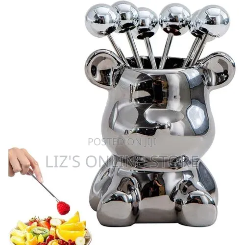 Stainless Steel Dessert Forks With Storage Jar