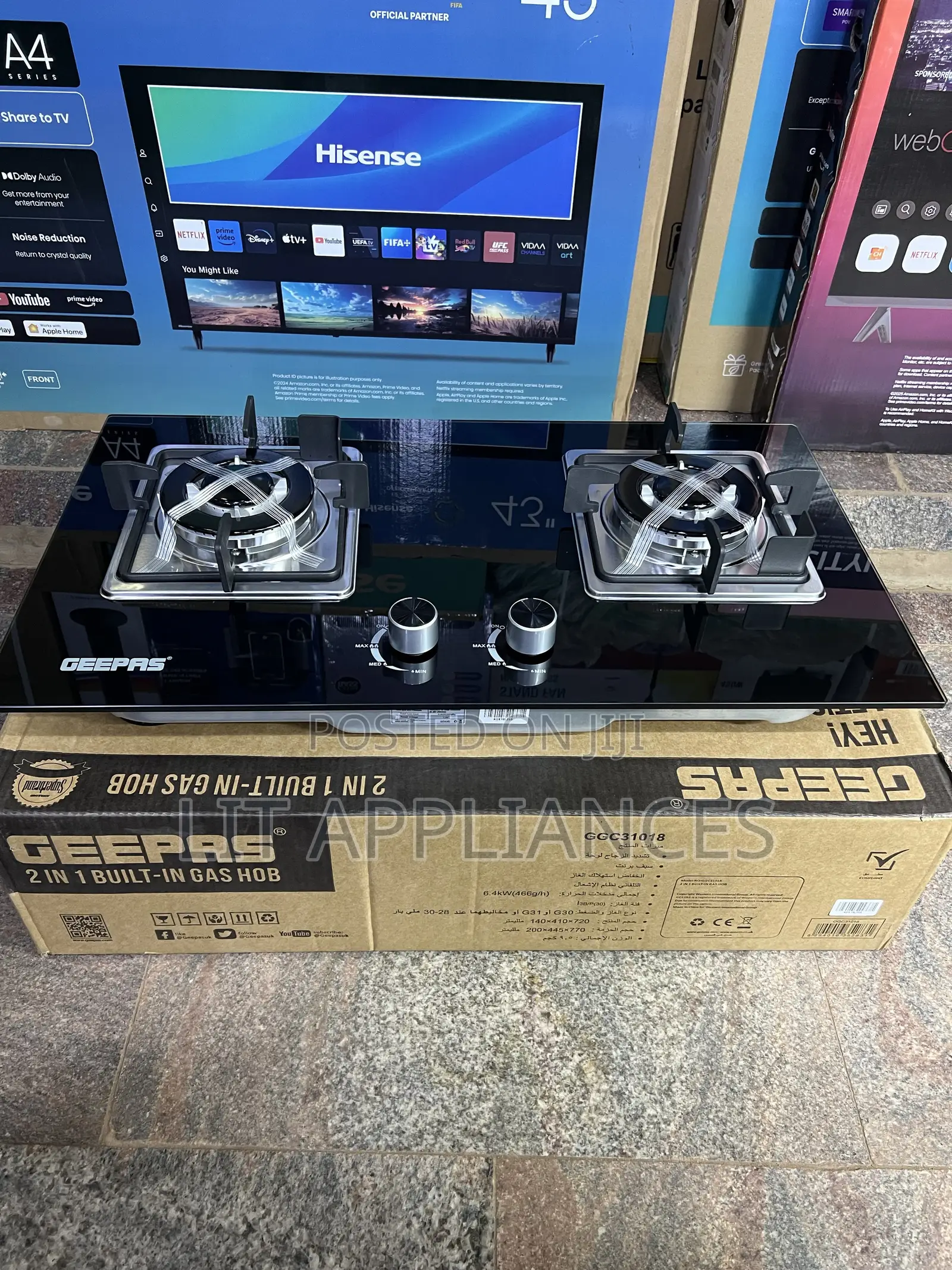 Geepas Inbuilt Gas Burner,Auto Ignition,Strong Glass,2years Warranty.