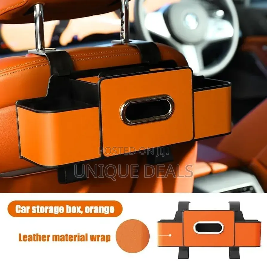 Leather and Fabric Car Organizer With Cup Holder
