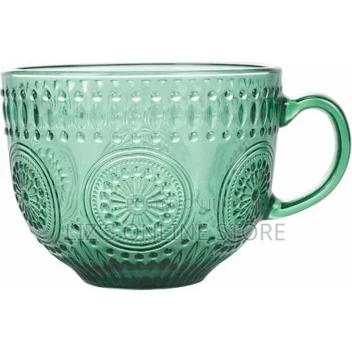 2 Pieces of Vintage Green 440ml Heat Resistant Glass Cups