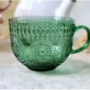 2 Pieces of Vintage Green 440ml Heat Resistant Glass Cups