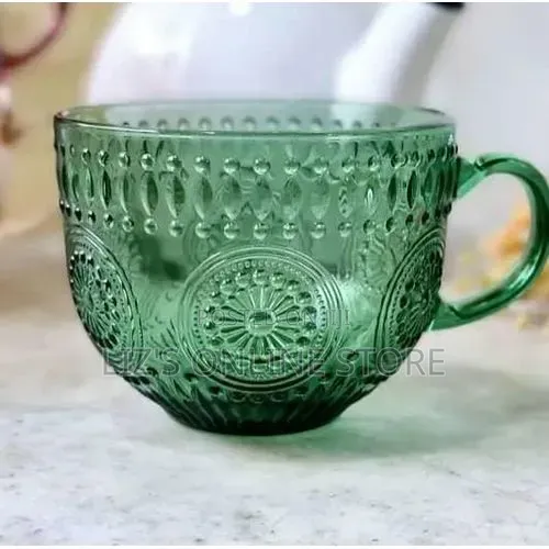 2 Pieces of Vintage Green 440ml Heat Resistant Glass Cups