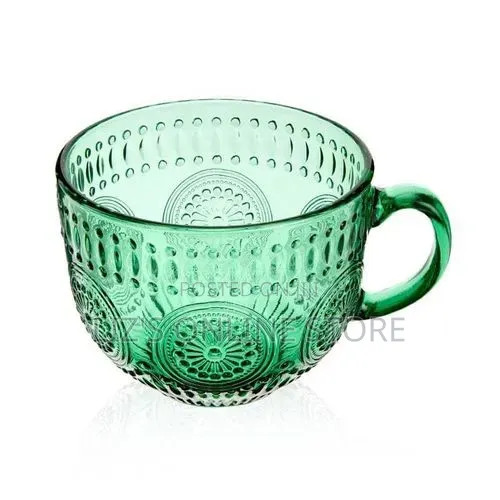 2 Pieces of Vintage Green 440ml Heat Resistant Glass Cups