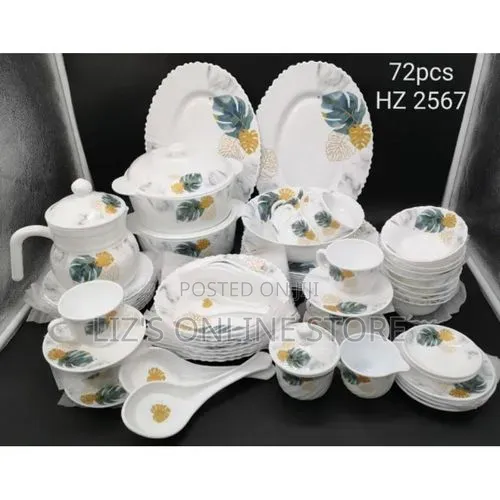 72 Pieces Flowered Opalware Dinner Set