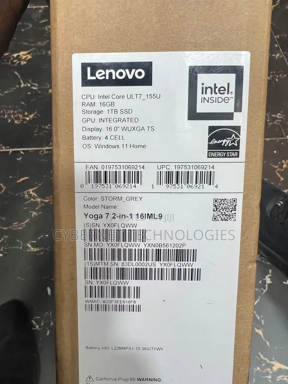 New Laptop Lenovo Yoga 7i 16GB Intel Core Ultra 7 SSD 1T
