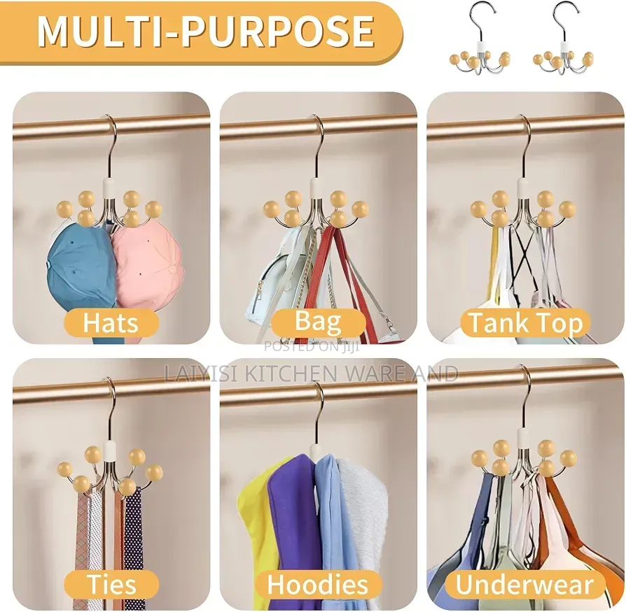 2 Pack Hanger for Organizer 360°Closet Hooks for Belt,Bra Storage, Etc