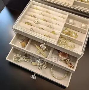 3 Layer Jewelry Organizer Box Velvet + Acrylic