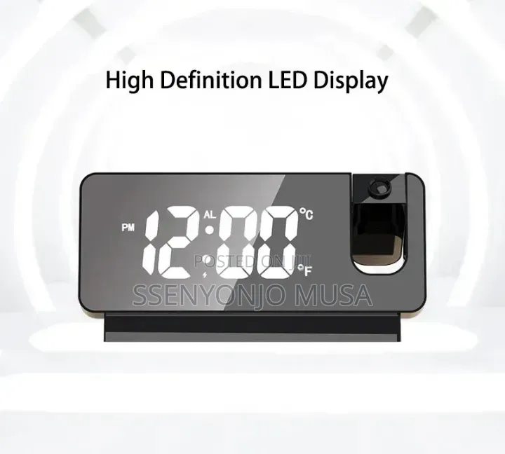 Led Digital Projection Alarm Clock With Time Temperature Display.