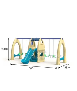 Premium Plastic Kids Playground Set With 4 Swings Centre Slide