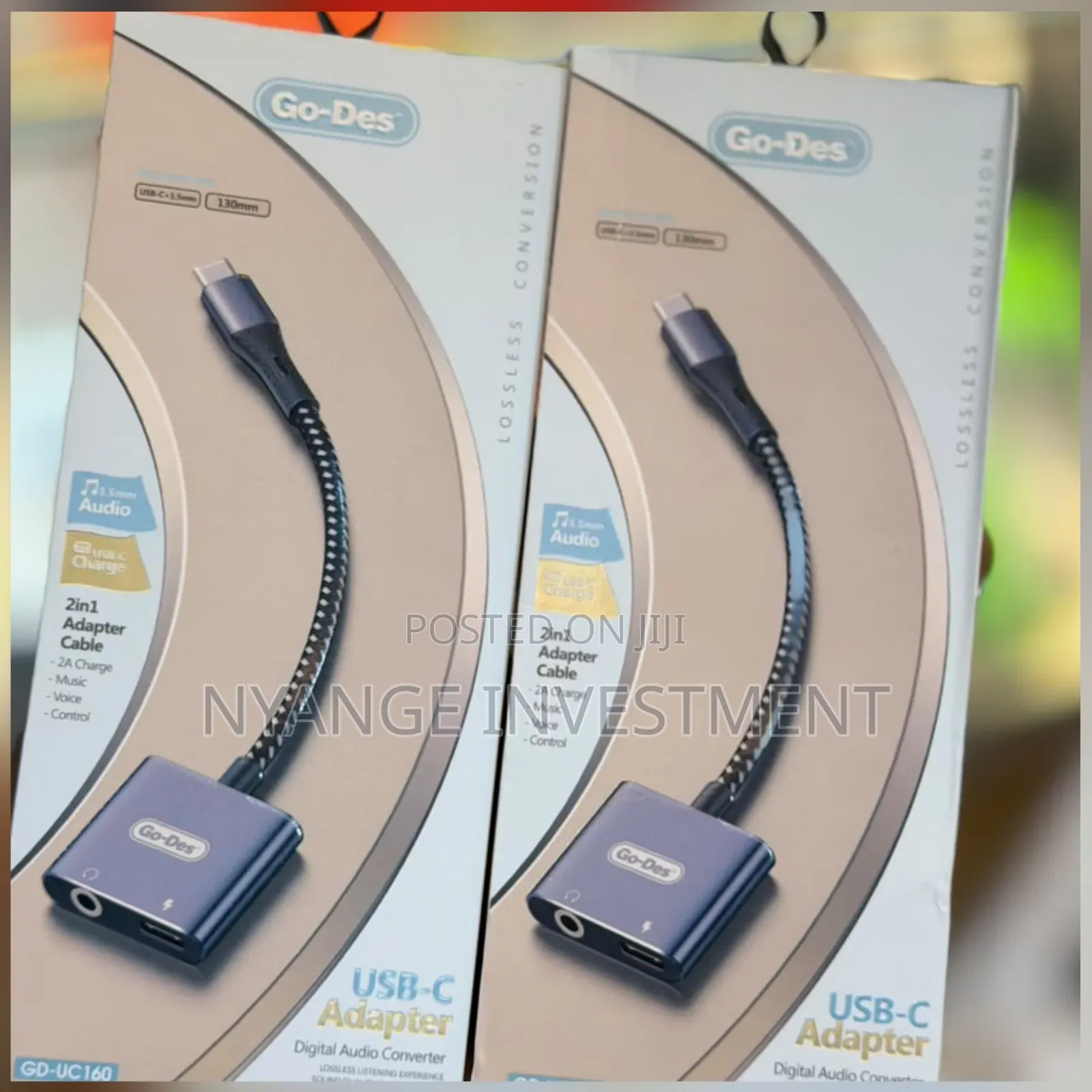 Go Des Usb-C to 3.5mm Adapter 2in1 Digital Audio Converter Adapter