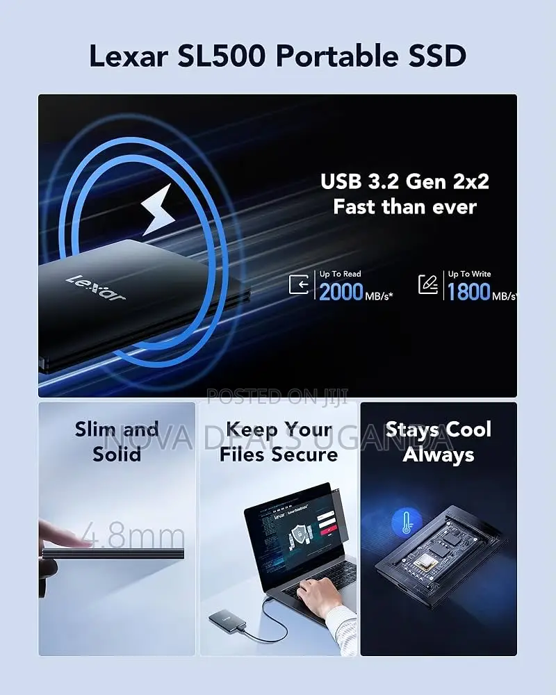Lexar Sl500 External SSD 2tb, Portable Ssd, PSSD Up to 2000mb/S Read